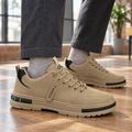 Men's black leather-look platform trainers