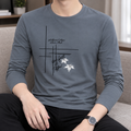 Dark grey long sleeve crew neck top for men