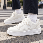 Men's white platform trainers with perforated panels