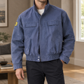 Man wearing a blue cotton utility jacket