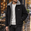 Men's black corduroy jacket with ribbed cuffs