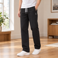 Men's black relaxed straight leg trousers