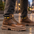 Men's brown lug sole lace-up boots