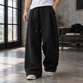 Men's wine red pleated wide leg trousers