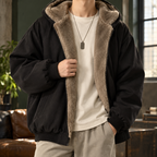 Men's black reversible hooded jacket
