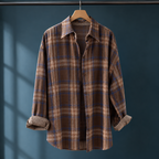 Men's plaid overshirt in coffee brown check