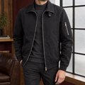 Men's black pilot jacket with pointed collar