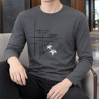 White long sleeve silk-touch crew neck top for men