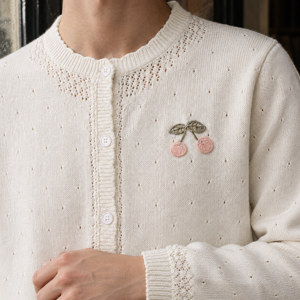 Men's Pointelle Knit Cardigan – Cotton Blend Knitwear