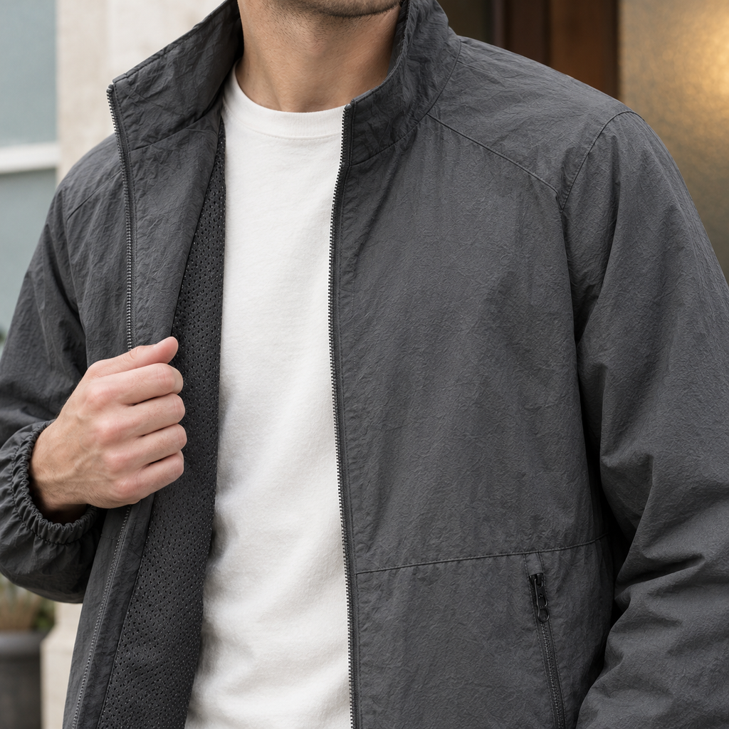 Men's Lightweight Stand Collar Jacket – Mesh Lined Everyday Jacket