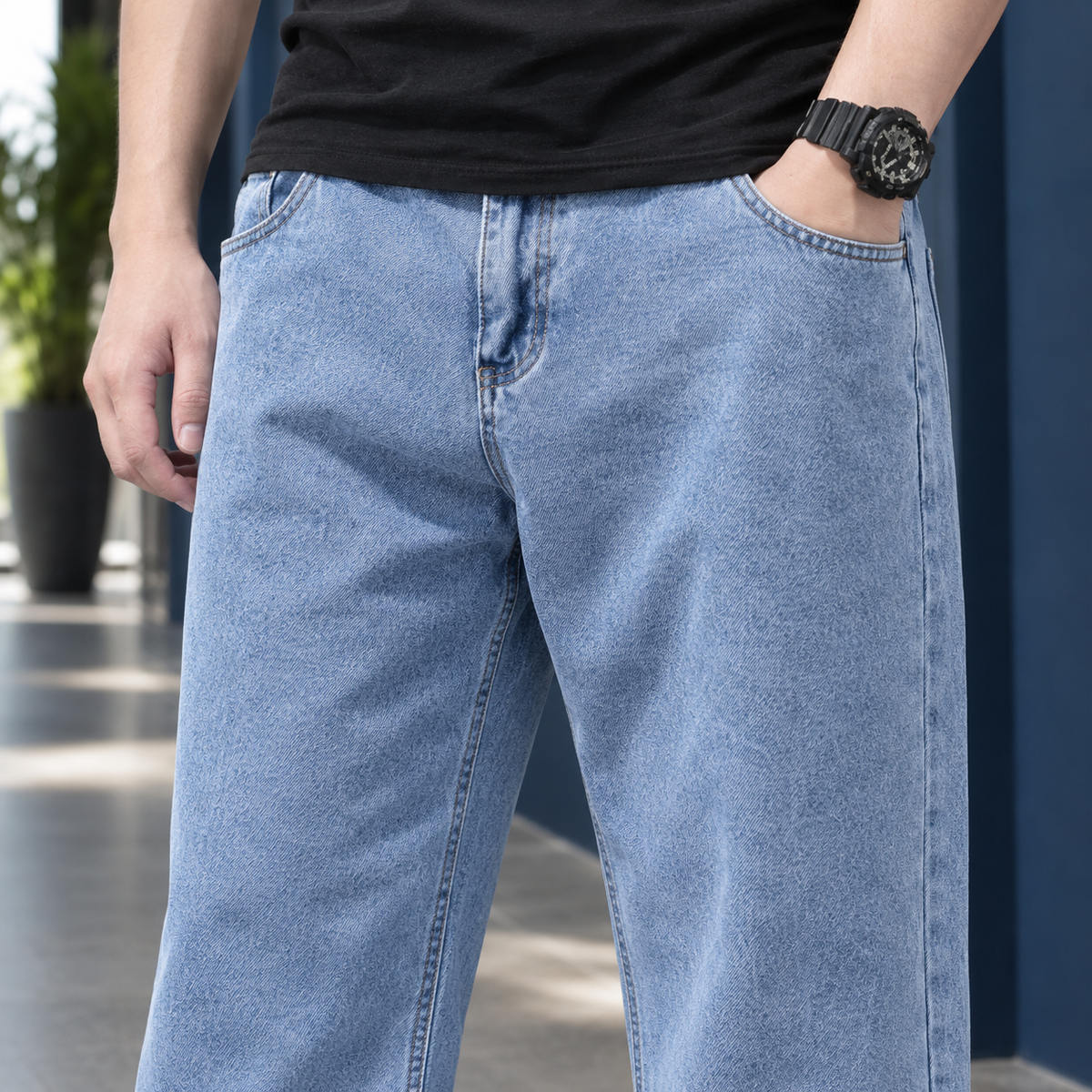 Men's High Rise Straight Leg Jeans – Relaxed Denim Jeans