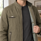 Men's Cotton Blend Stand Collar Jacket – Smart Casual Jacket