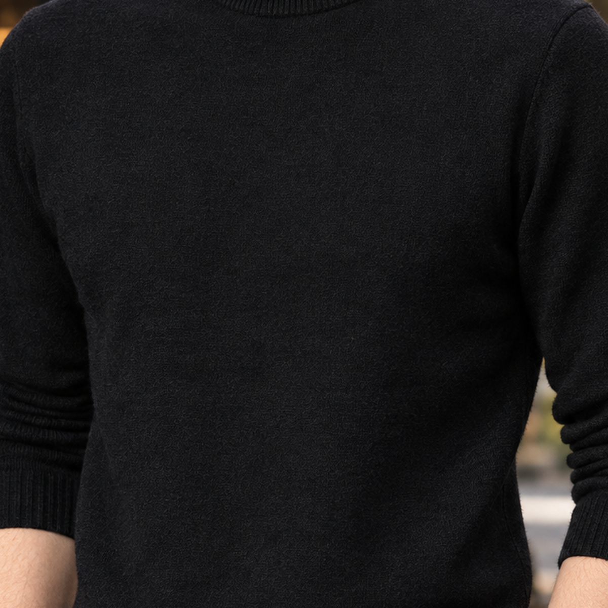 Men's Cashmere Mock Neck Jumper – Ribbed Roll Neck Knitwear