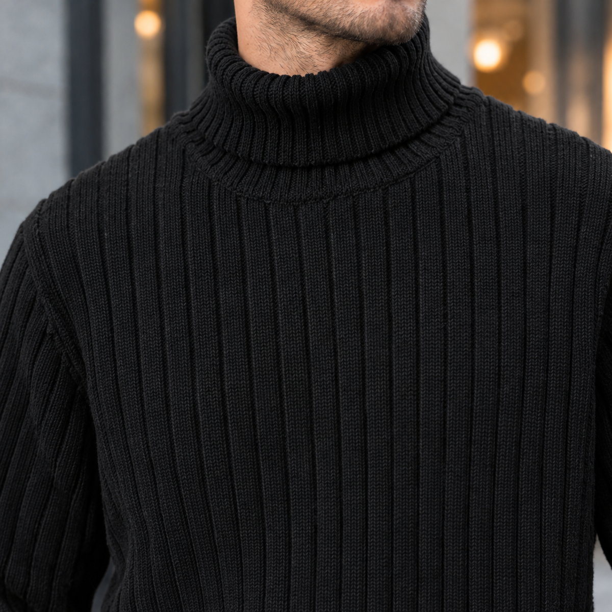 Men's Ribbed Roll Neck Jumper – Winter Knitwear