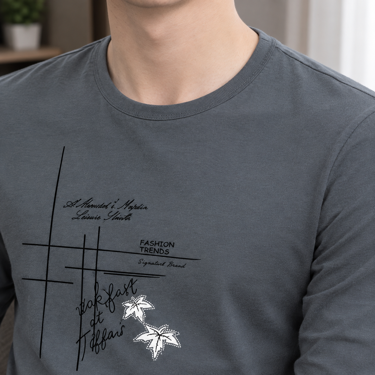 Men's Long Sleeve Crew Neck Top – Lightweight Slim Fit Tee