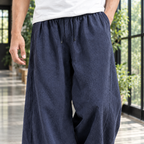 Men's Wide Leg Cotton Linen Trousers – Relaxed Fit Trousers