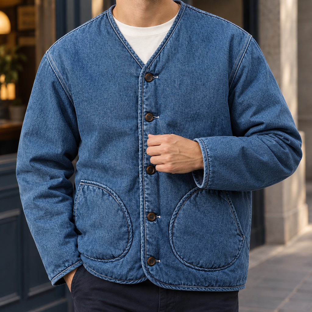 Men's Quilted Lined Denim Jacket – Winter Jacket
