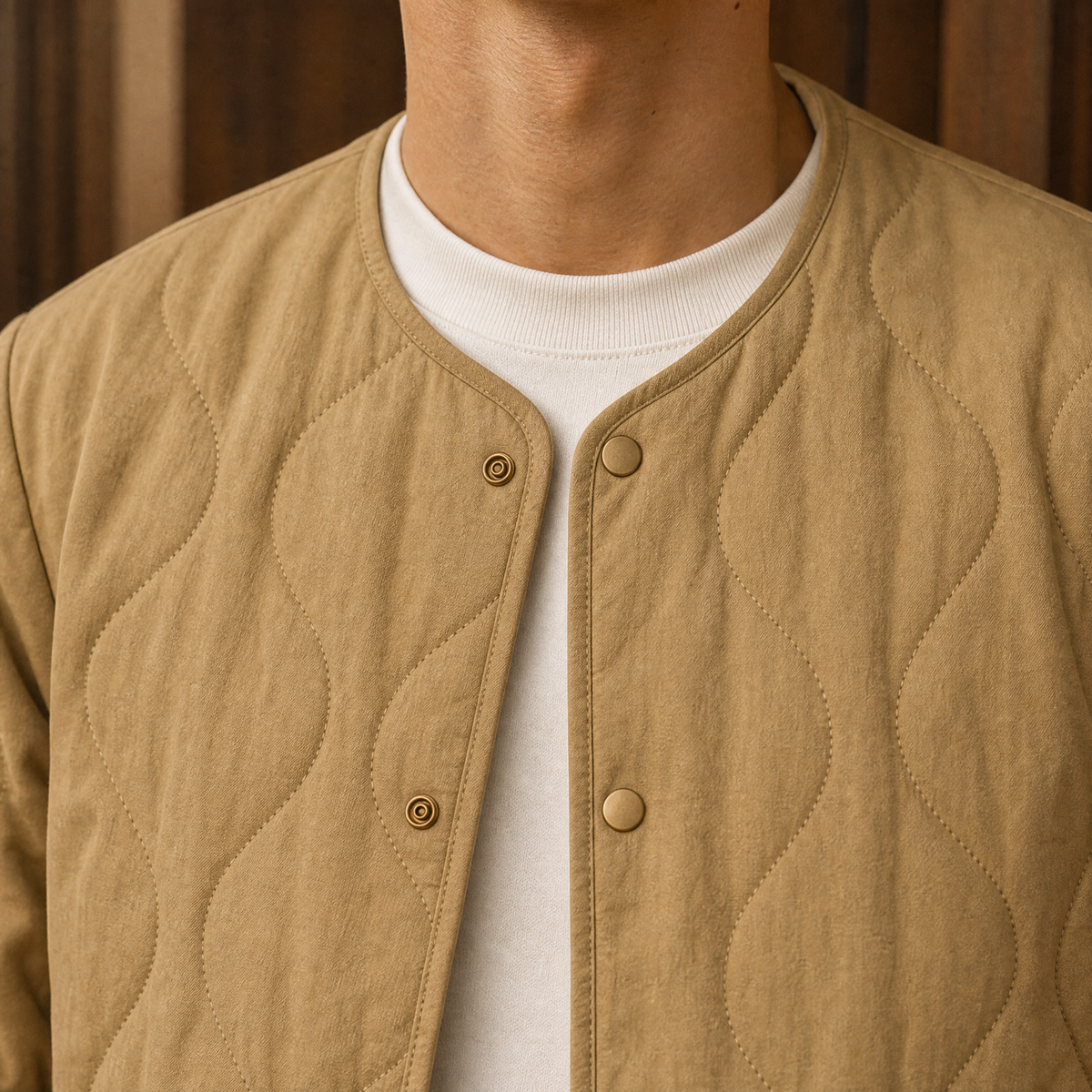 Men's Quilted Collarless Jacket – Winter Jacket