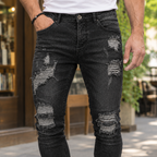 Men's Slim Fit Distressed Jeans – Tapered Denim