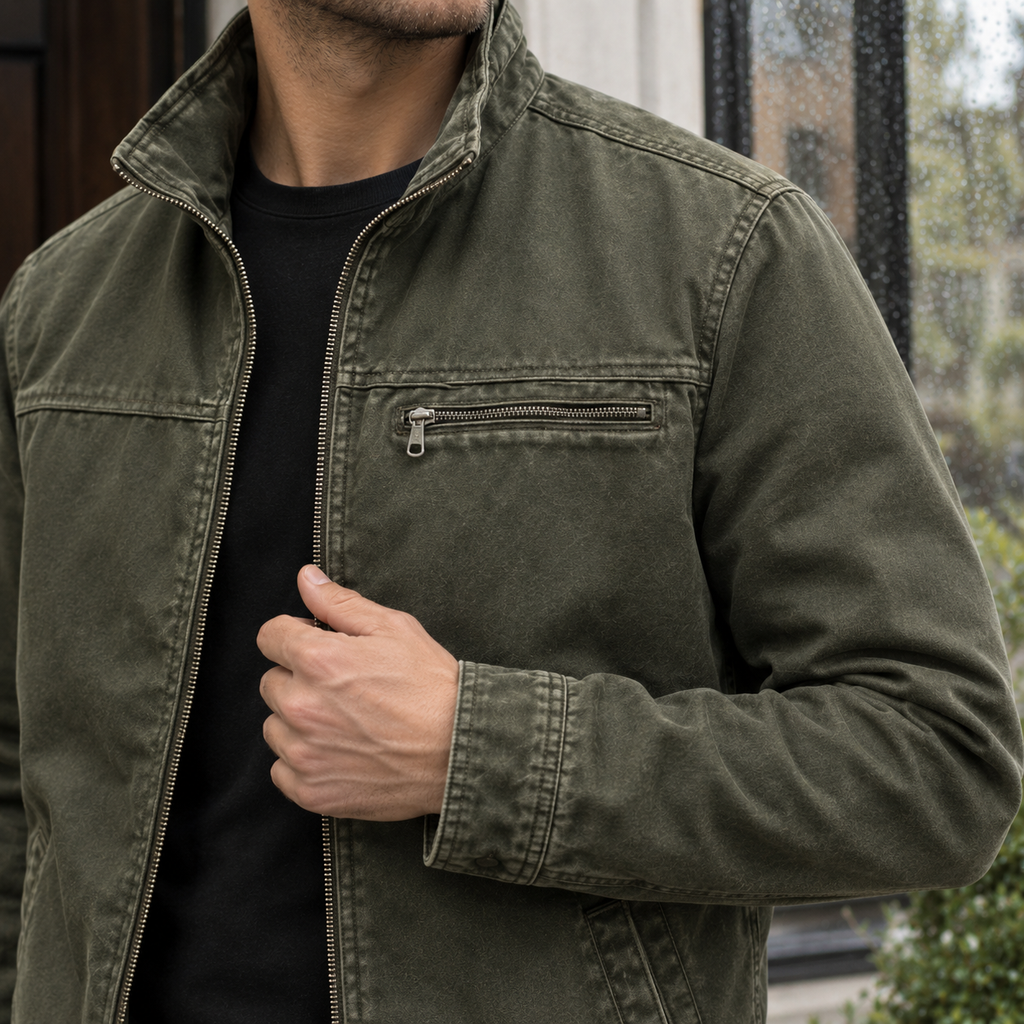 Men's Washed Cotton Blend Jacket – Casual Layer