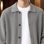 Men's Textured Knit Cardigan – Button Front Winter Cardigan