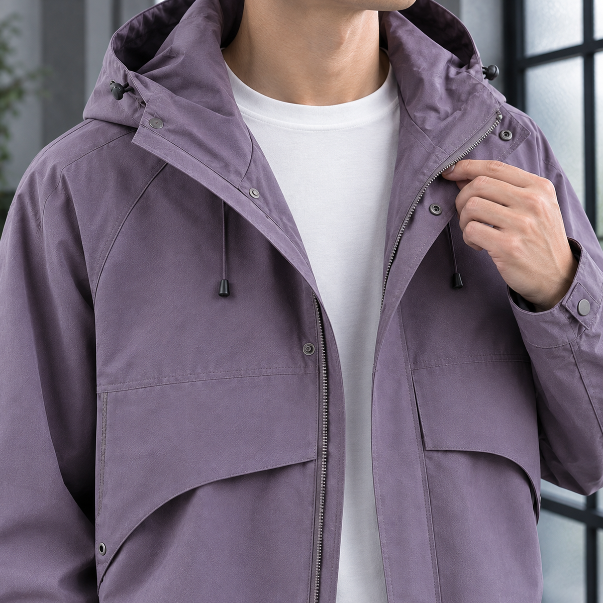 Men's Hooded Utility Jacket – Soft Woven Winter Jacket