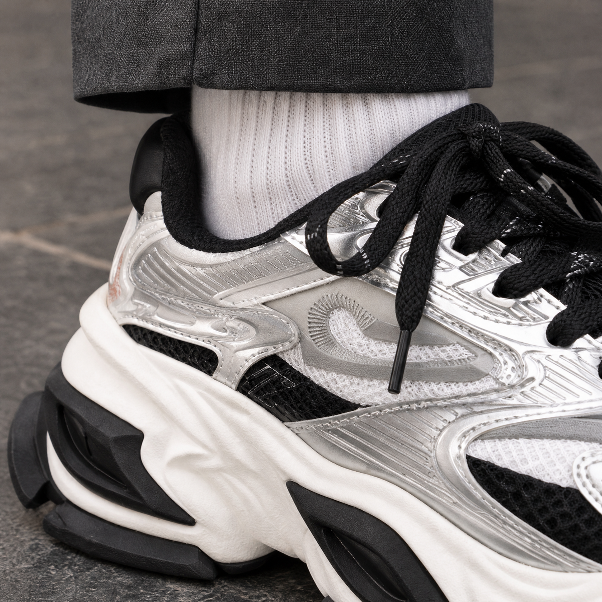 Men's Chunky Trainers – Leather Look Platform Sneakers