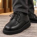 Men's Platform Leather Look Derby Shoes – Smart Everyday Shoes