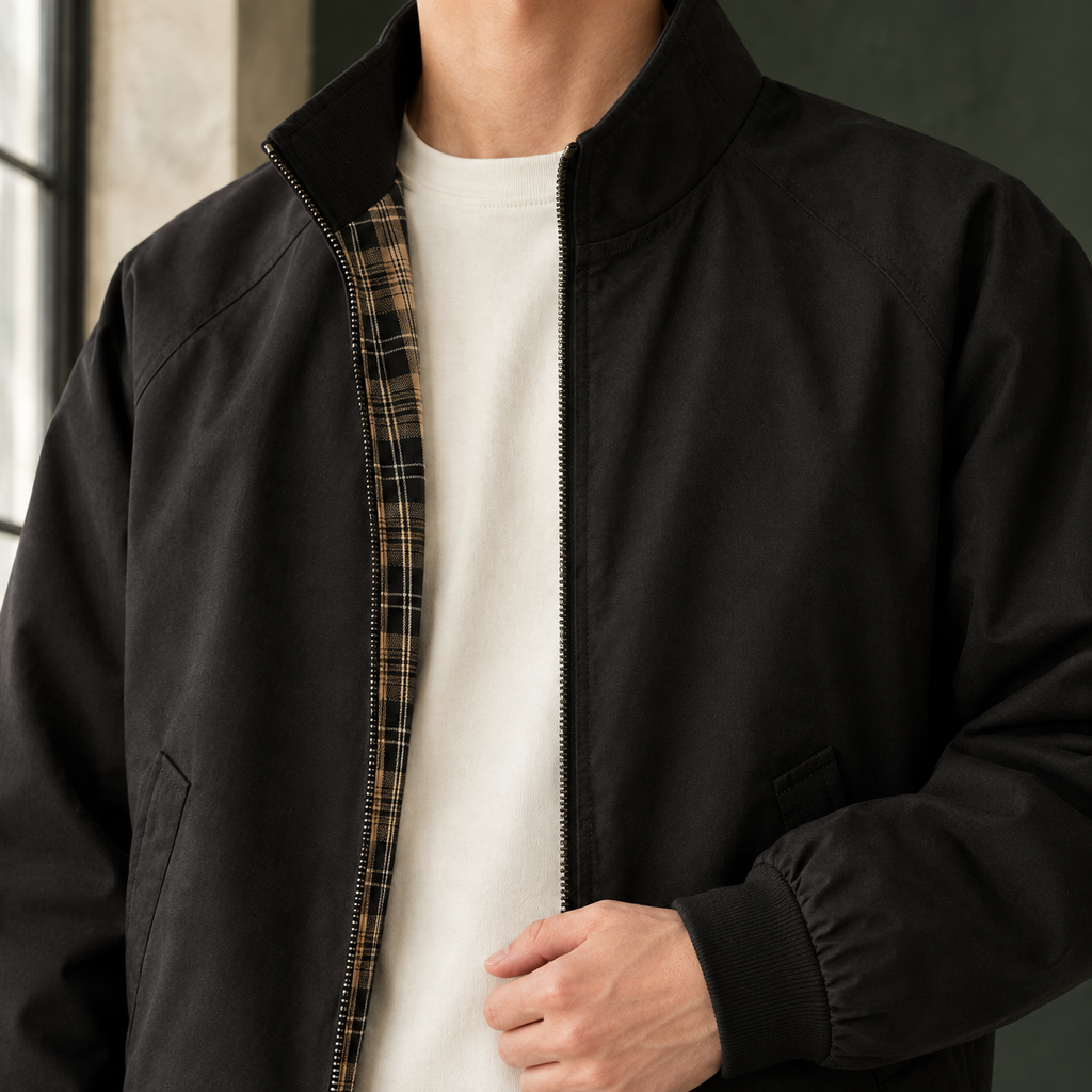 Men's Harrington Jacket with Plaid Lining – Winter Jacket