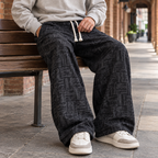 Men's Wide Leg Cotton Trousers – Relaxed Drawstring Trousers