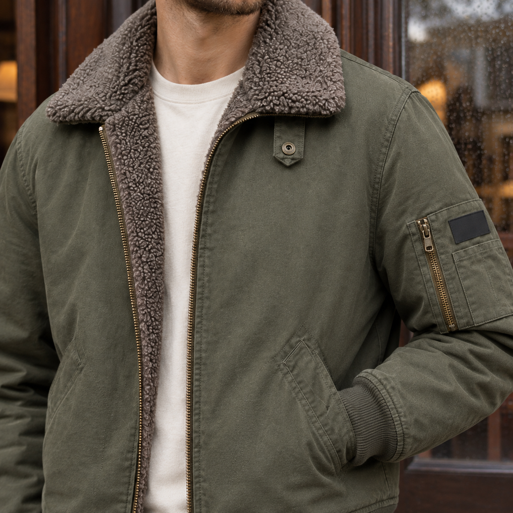 Men's Fleece-Lined Pilot Jacket – Winter Jacket