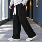 Men's Ribbed Wide Leg Trousers – Relaxed Woven Trousers