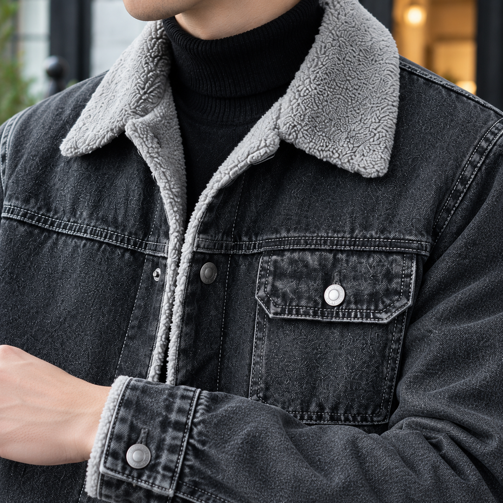 Men's Plush Lined Denim Jacket – Winter Jacket