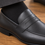 Men's Leather Look Penny Loafers – Smart Slip-On Shoes