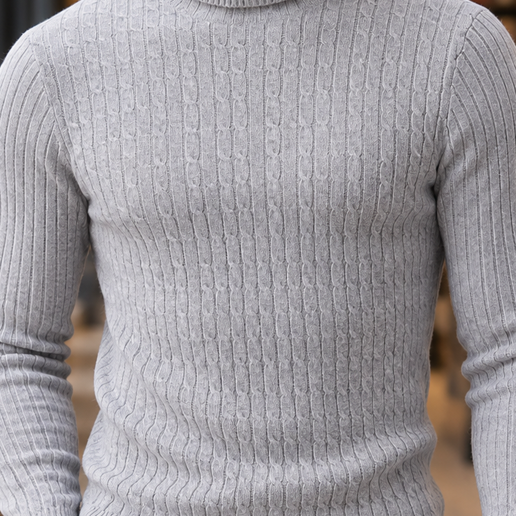 Men's Cable Knit Roll Neck Jumper – Slim Fit Winter Knitwear