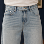Men's Wide-Leg Jeans – High-Rise Washed Denim