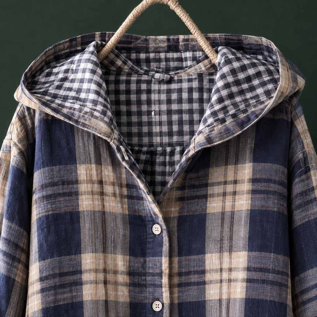 Men's Relaxed Check Overshirt with Hood – Winter Shirt