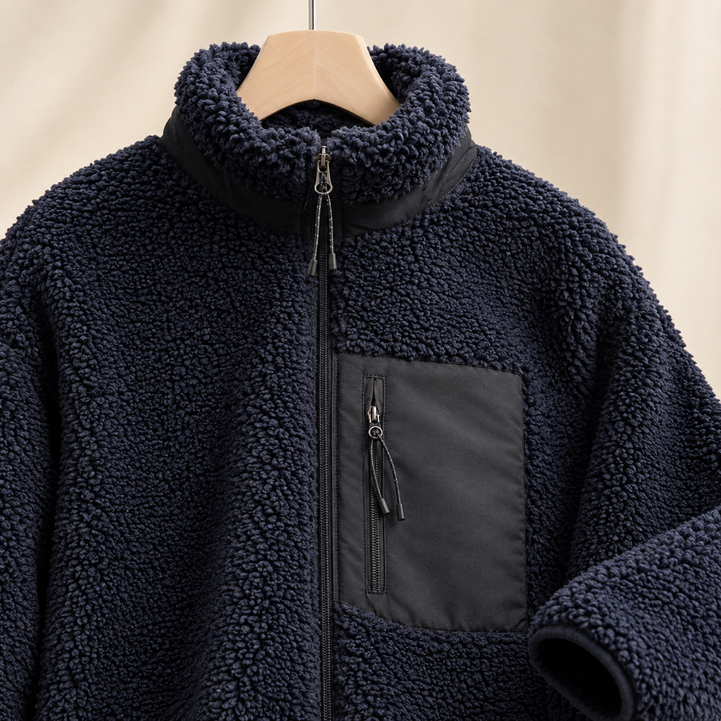 Men's Textured Fleece Zip Jacket – Winter Jacket