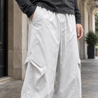 Men's Wide Leg Cargo Trousers – Drawstring Waist