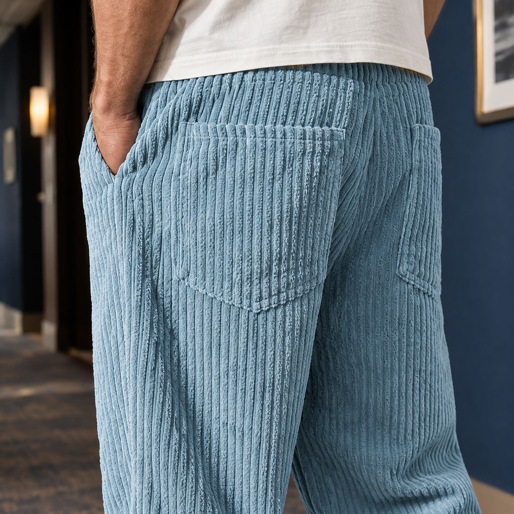 Men's Relaxed Fit Trousers – Wide Wale Textured Trousers