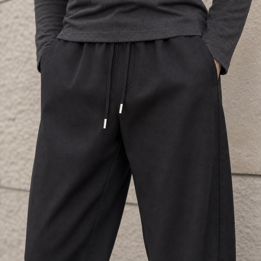 Men's Wide Leg Trousers – Relaxed Drawstring Trousers