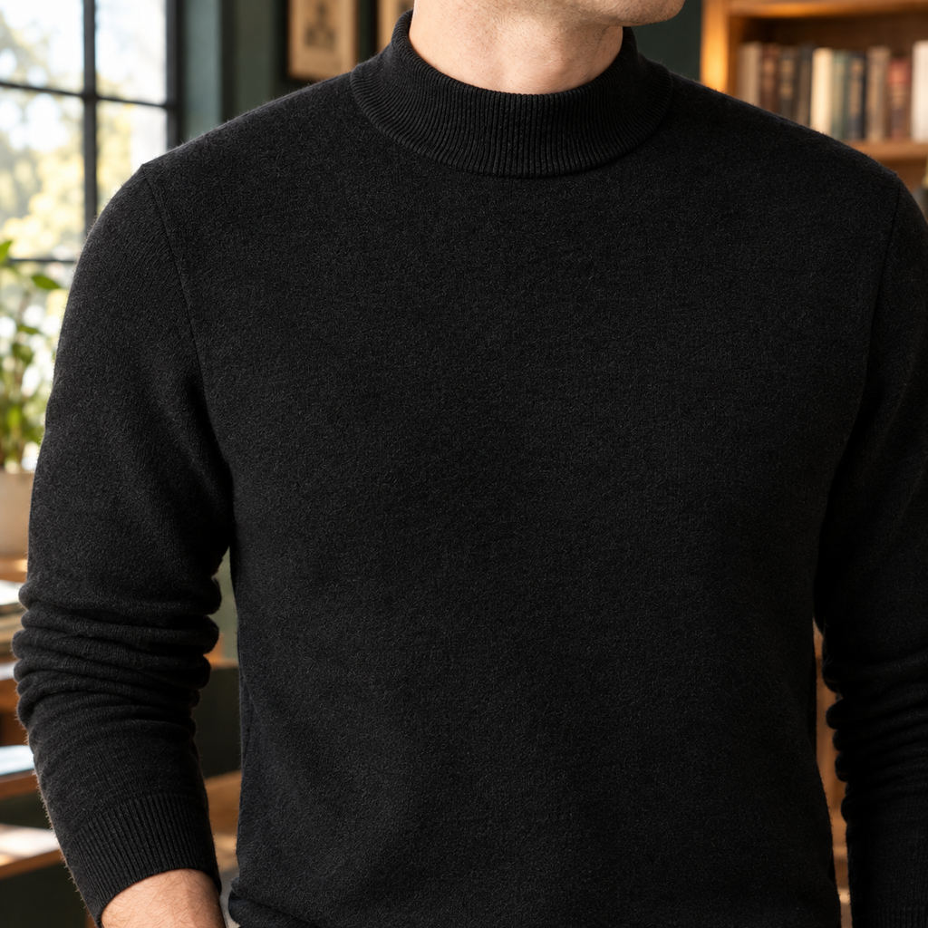 Men's Wool Blend Mock Neck Jumper – Winter Knitwear