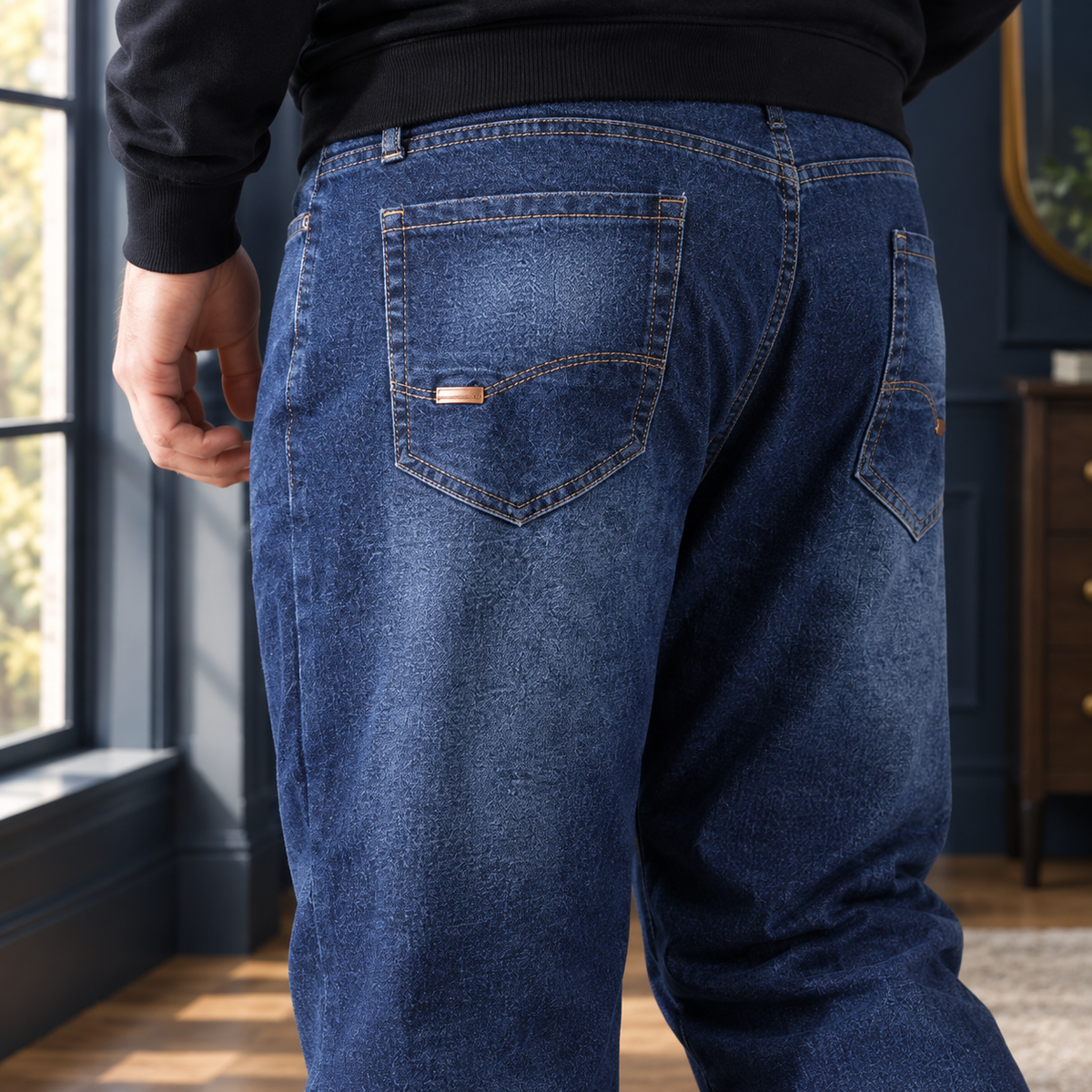 Men's High Rise Relaxed Straight Jeans – Stretch Denim Jeans