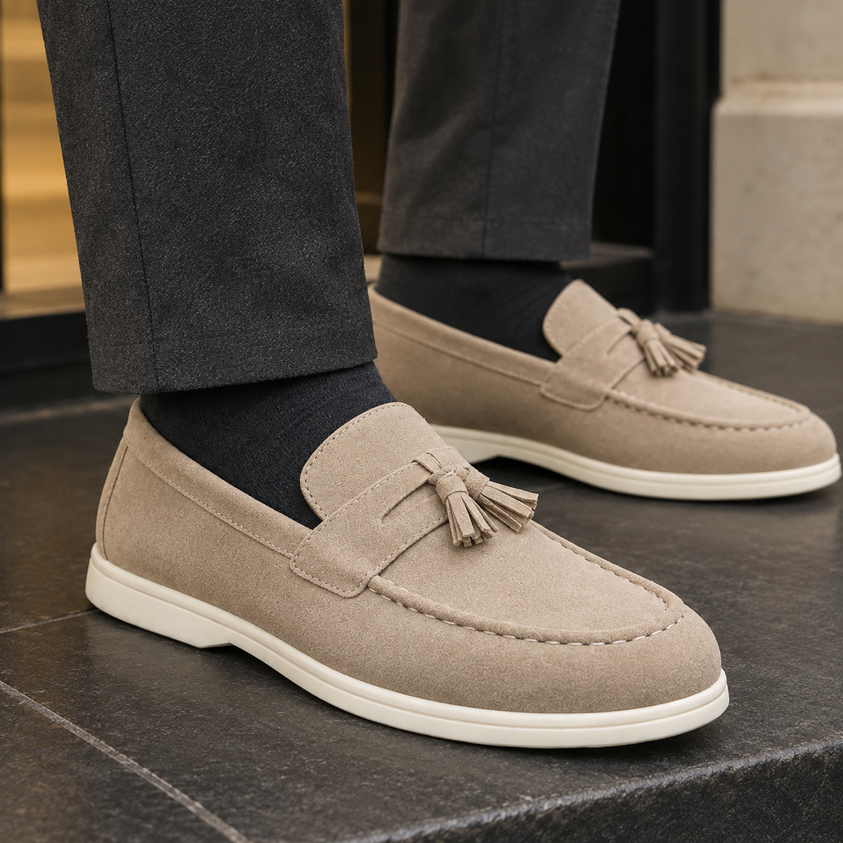 Men's Leather Look Tassel Loafers – Smart Casual Shoes