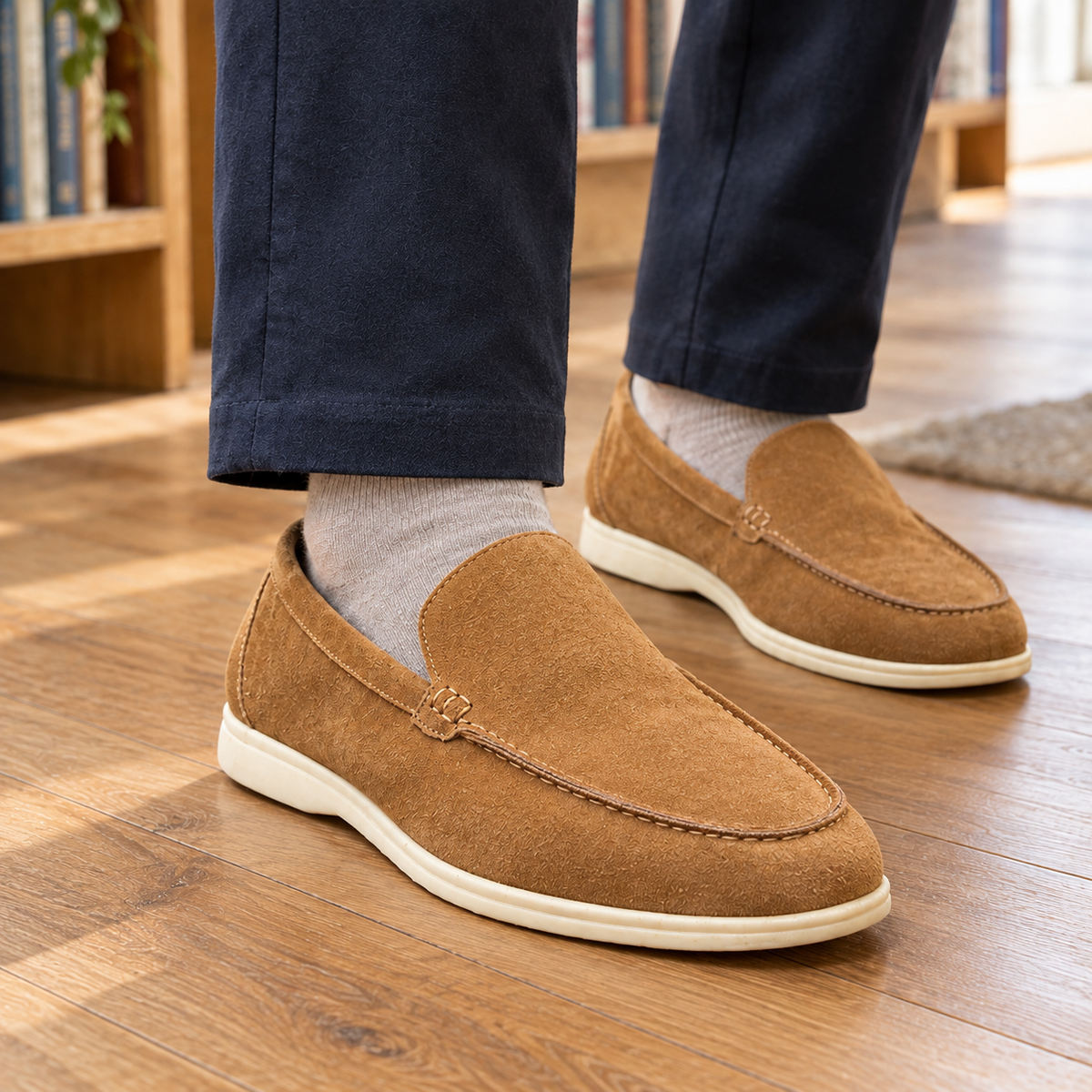 Men's Suede Loafers with Wedge Sole – Smart Casual Shoes