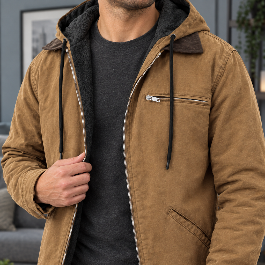 Men's Hooded Jacket – Fleece Lined Winter Jacket