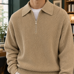 Men's Quarter Zip Jumper – Textured Knit Pullover