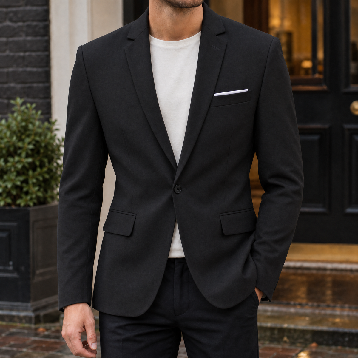 Men's Slim Fit Tailored Blazer – Smart Single-Button Blazer