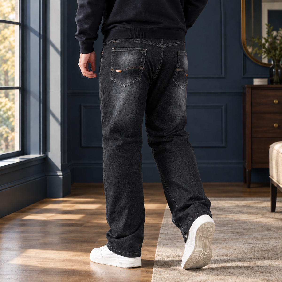 Men's High Rise Relaxed Straight Jeans – Stretch Denim Jeans