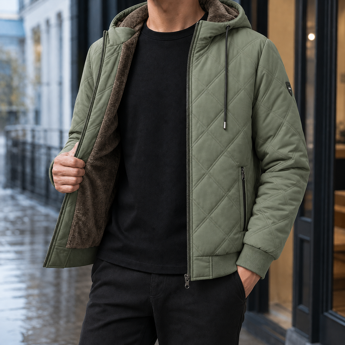 Men's Quilted Jacket – Hooded Winter Jacket
